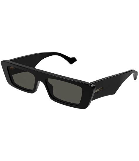 gucci mens rectangle half frame wide arm sunglasses|Gucci sunglasses for round face.